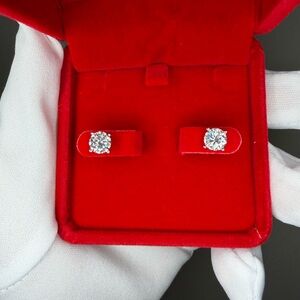 Classic Round Simulated Diamond Stud Earrings - White